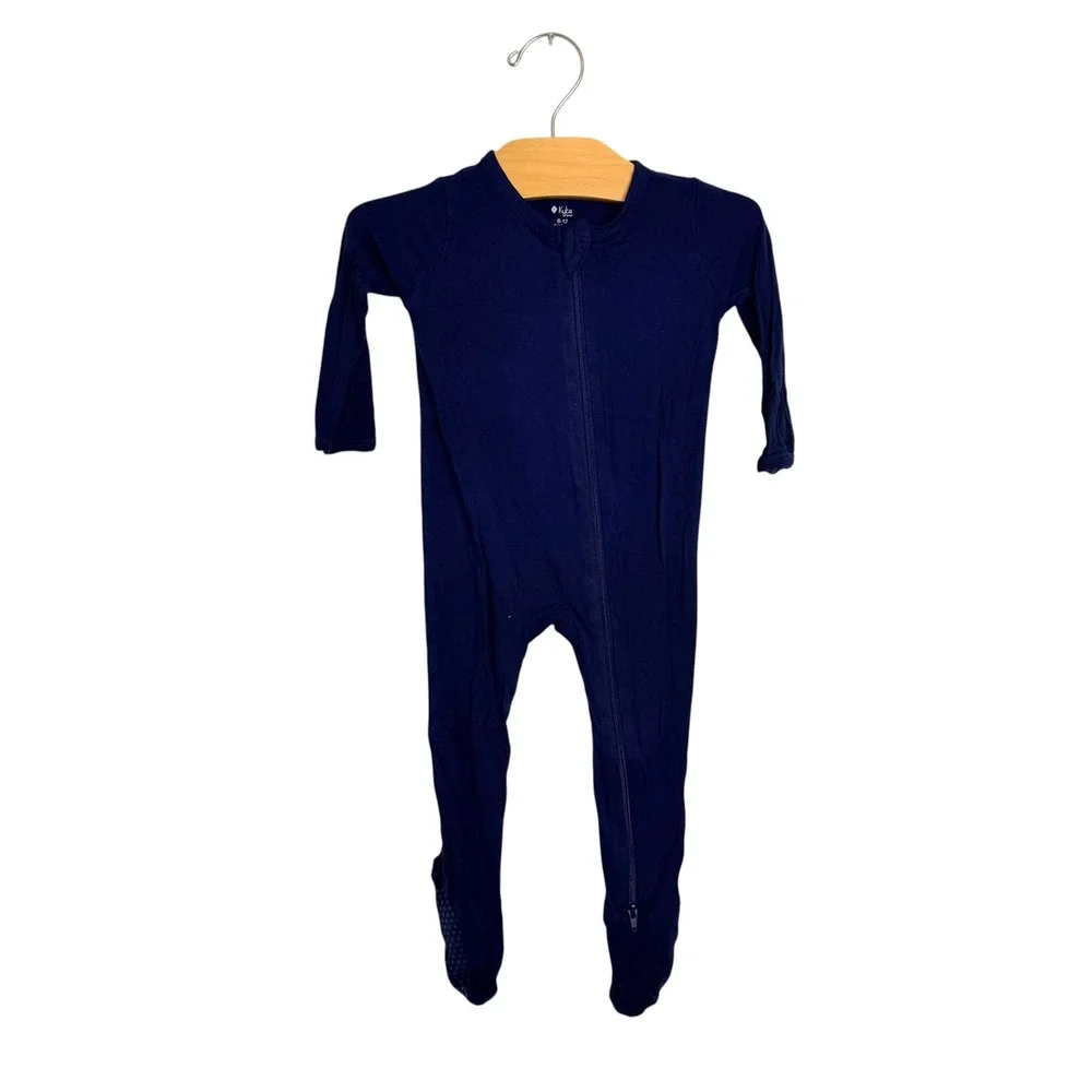 Kyte Baby Bamboo Rayon Zippered Footie Navy Blue Solid 6-12 Months Sleeper